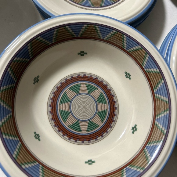 STUDIO NOVA LIMA Vintage Woven Print Hypnotic Plates, Coffee Cups -18 Pieces - Picture 12 of 16